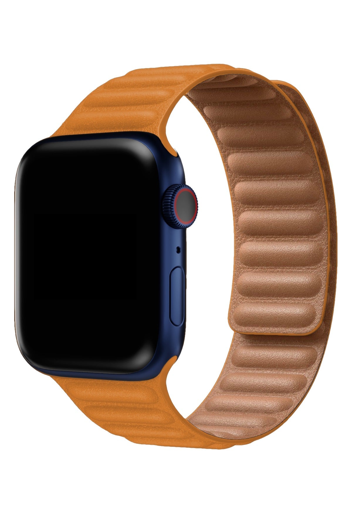 Apple Watch Uyumlu Baklalı Deri Loop Kordon Peel Turuncu