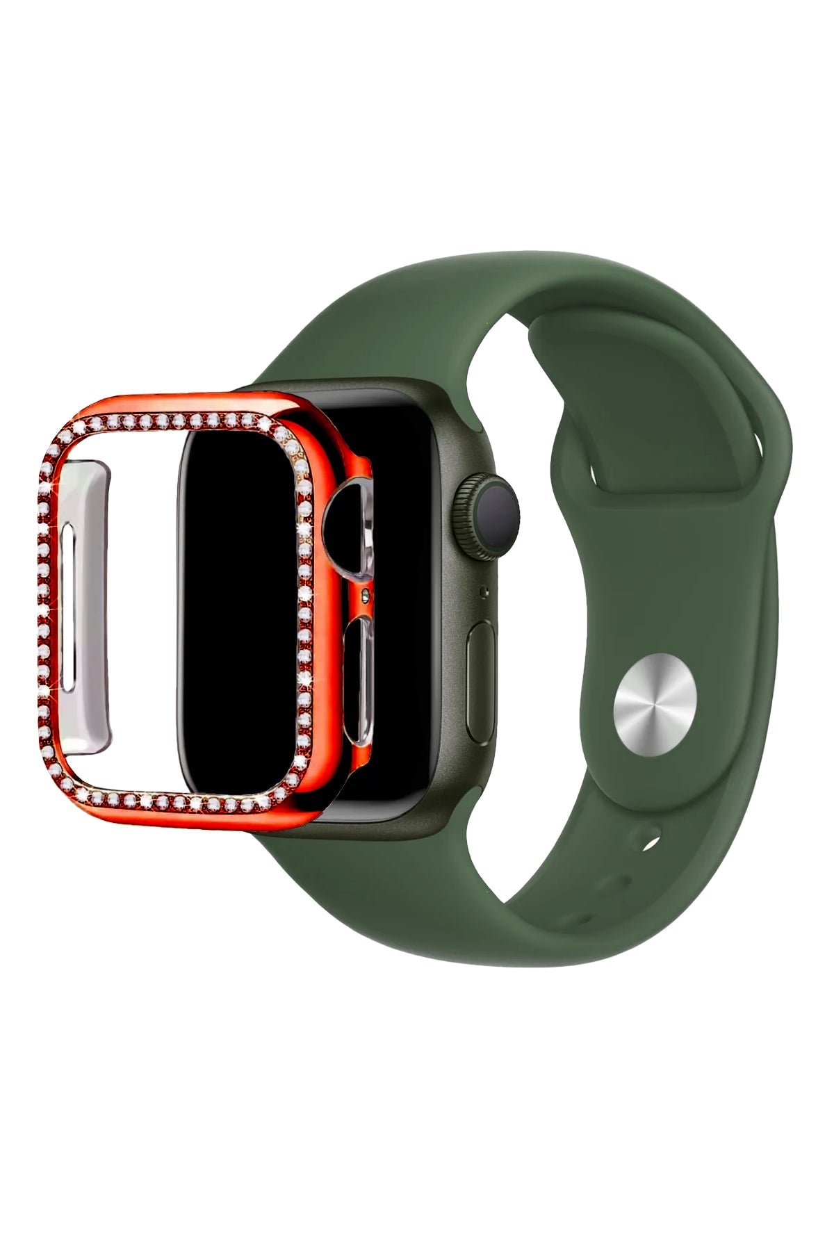 Apple Watch Uyumlu Bumper Taşlı Parlak Kasa Merlot