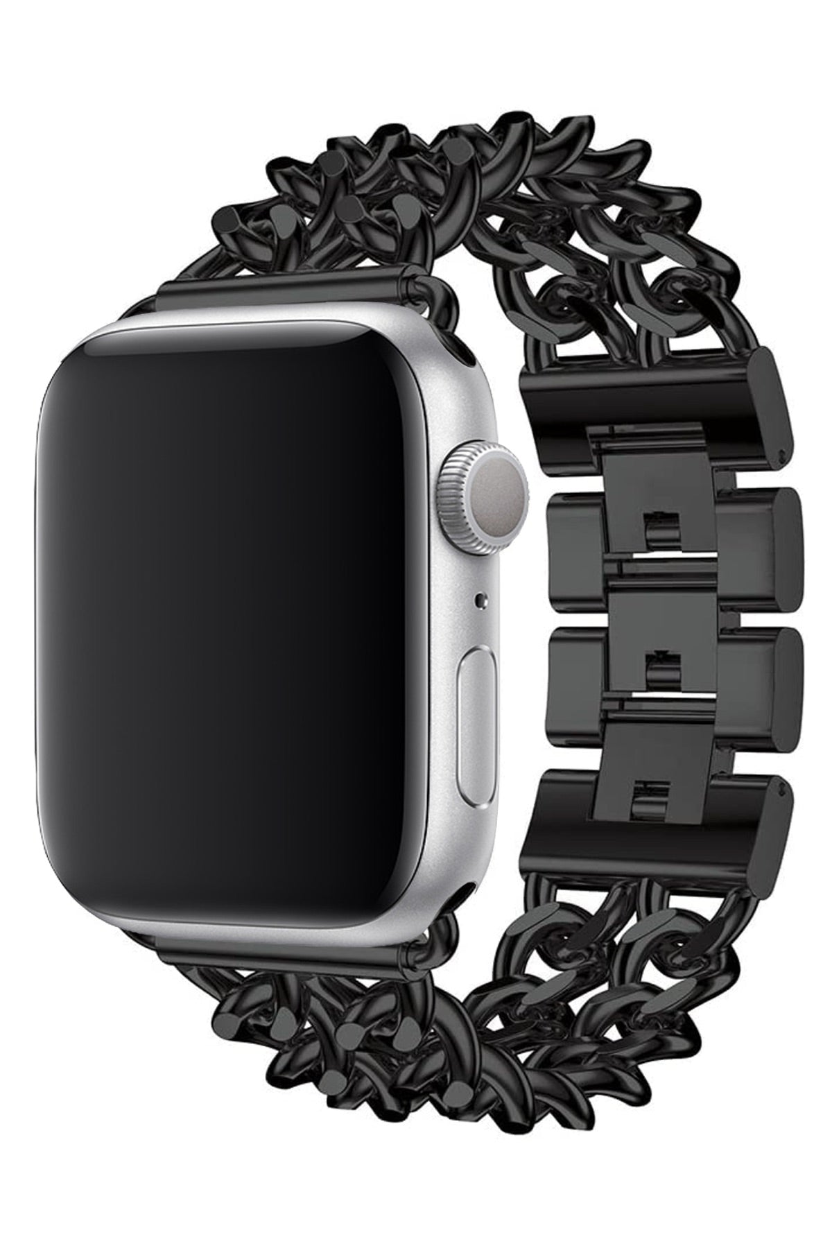 Apple Watch Uyumlu Çelik Zincir Loop Kordon Siyah