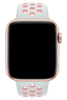 Apple Watch Uyumlu Silikon Delikli Spor Kordon Beyaz Kum Pembe