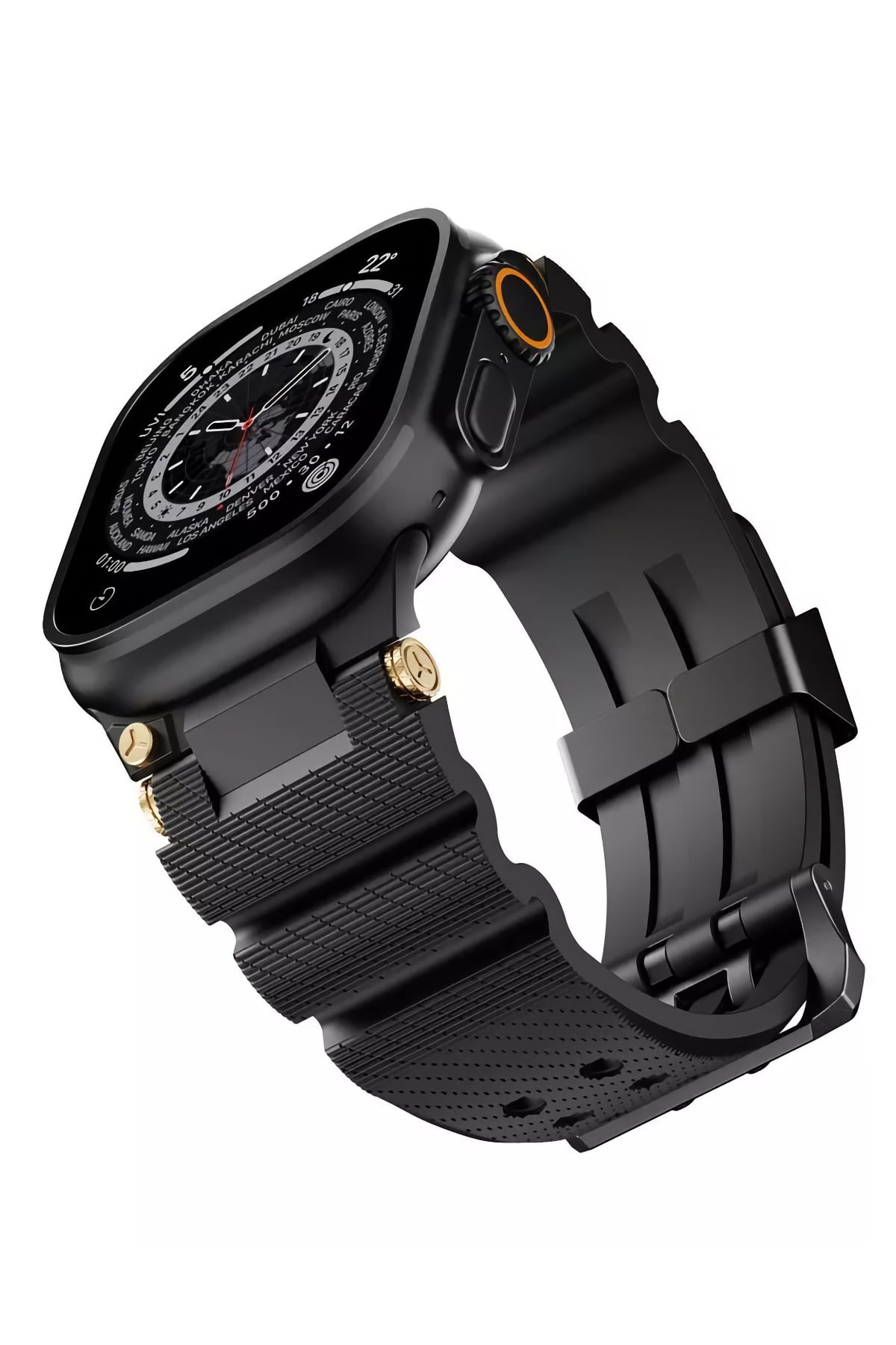 Apple Watch Ultra Uyumlu Gripline Kordon Blackout Siyah Toka