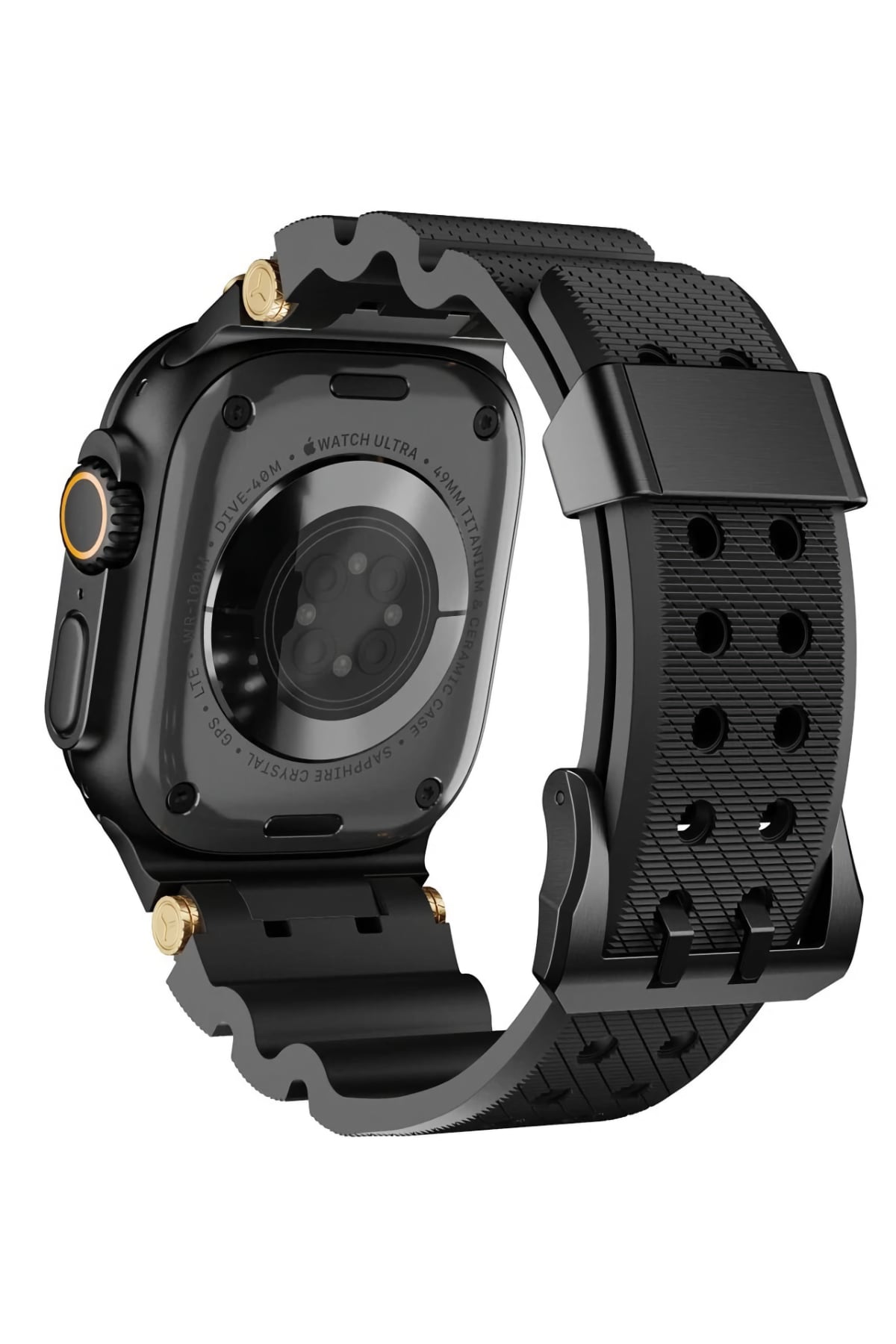 Apple Watch Ultra Uyumlu Gripline Kordon Blackout Siyah Toka