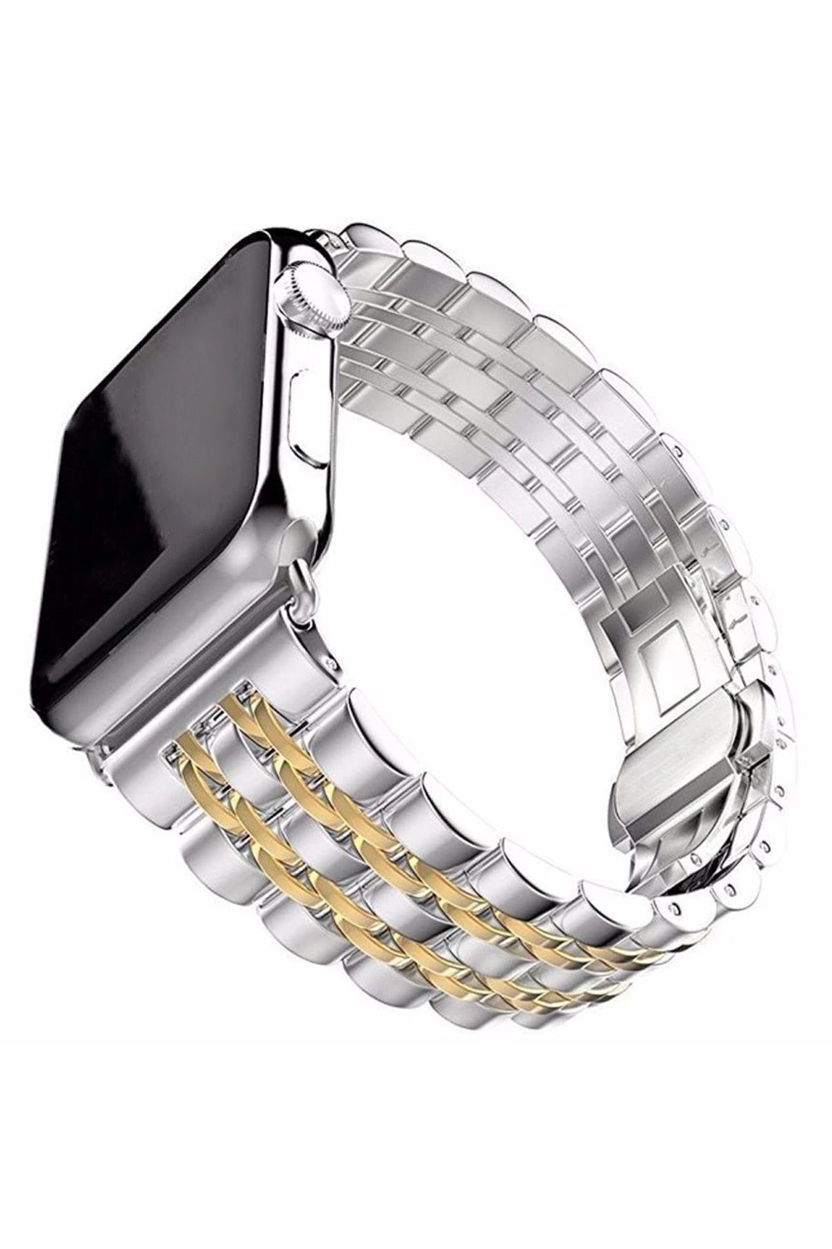 Apple Watch Uyumlu Klasik Çelik Loop Kordon Gold