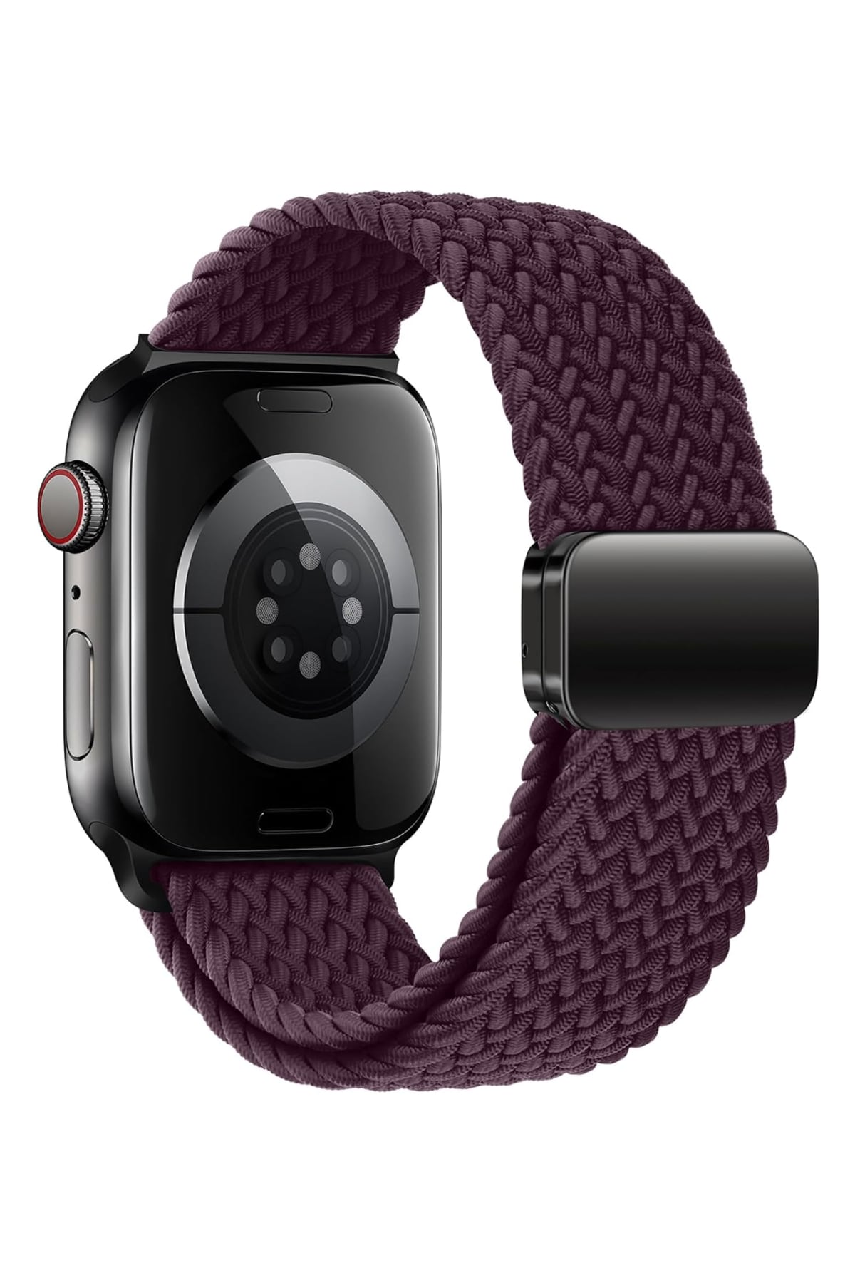 Apple Watch Uyumlu Manyetik Tokalı Örgü Loop Kordon Velvet Cabernet