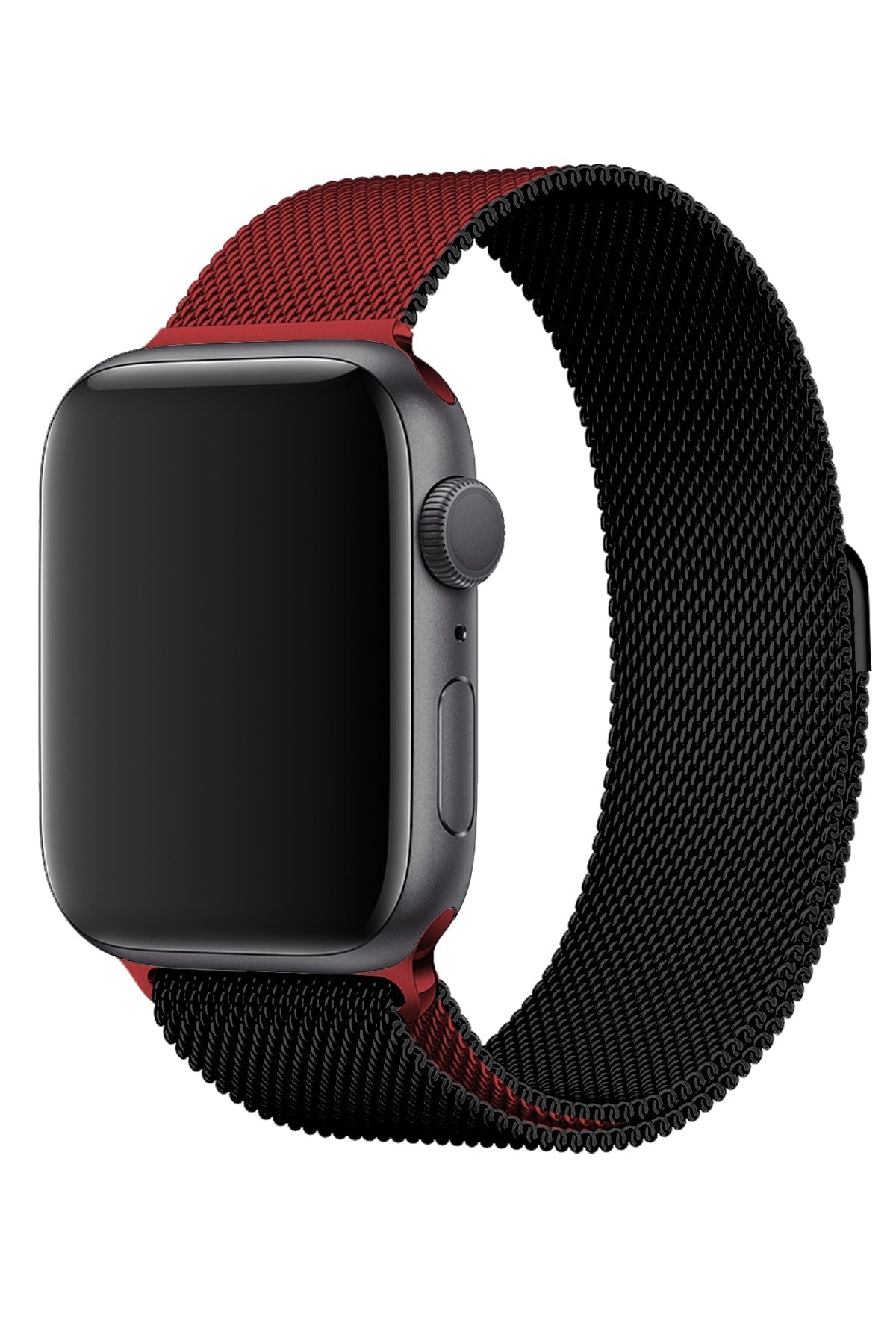 Apple Watch Uyumlu Metal Milano Loop Kömür Kırmızı