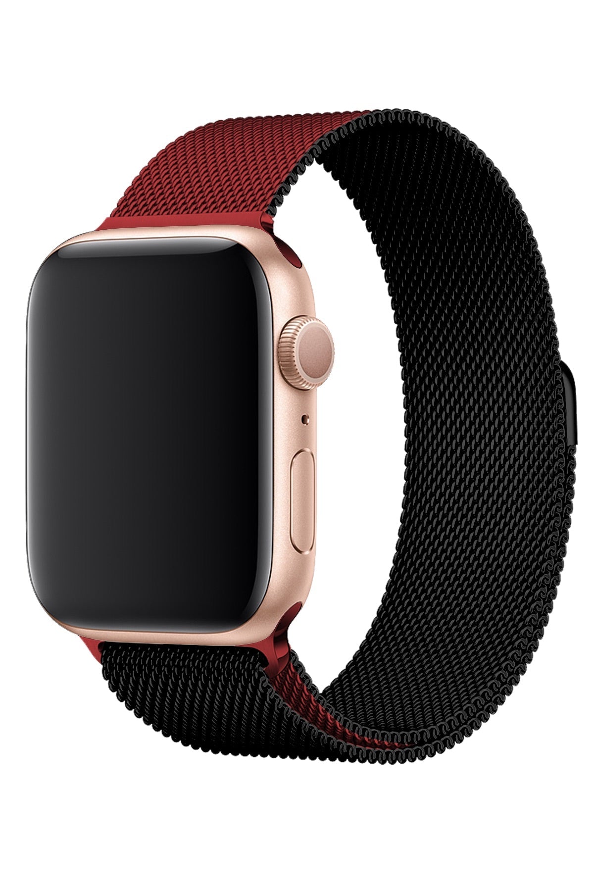 Apple Watch Uyumlu Metal Milano Loop Kömür Kırmızı