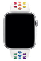 Apple Watch Uyumlu Silikon Delikli Spor Kordon Beyaz Gökkuşağı