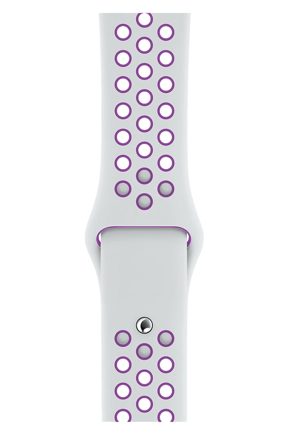 Apple Watch Uyumlu Silikon Delikli Spor Kordon Beyaz Mor
