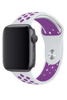 Apple Watch Uyumlu Silikon Delikli Spor Kordon Beyaz Mor