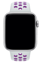 Apple Watch Uyumlu Silikon Delikli Spor Kordon Beyaz Mor