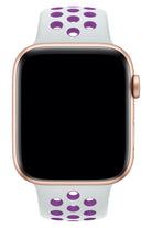 Apple Watch Uyumlu Silikon Delikli Spor Kordon Beyaz Mor