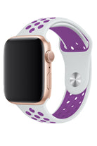 Apple Watch Uyumlu Silikon Delikli Spor Kordon Beyaz Mor