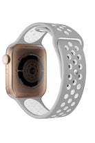 Apple Watch Uyumlu Silikon Delikli Spor Kordon Gri Beyaz