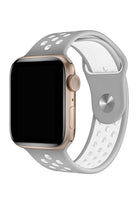 Apple Watch Uyumlu Silikon Delikli Spor Kordon Gri Beyaz
