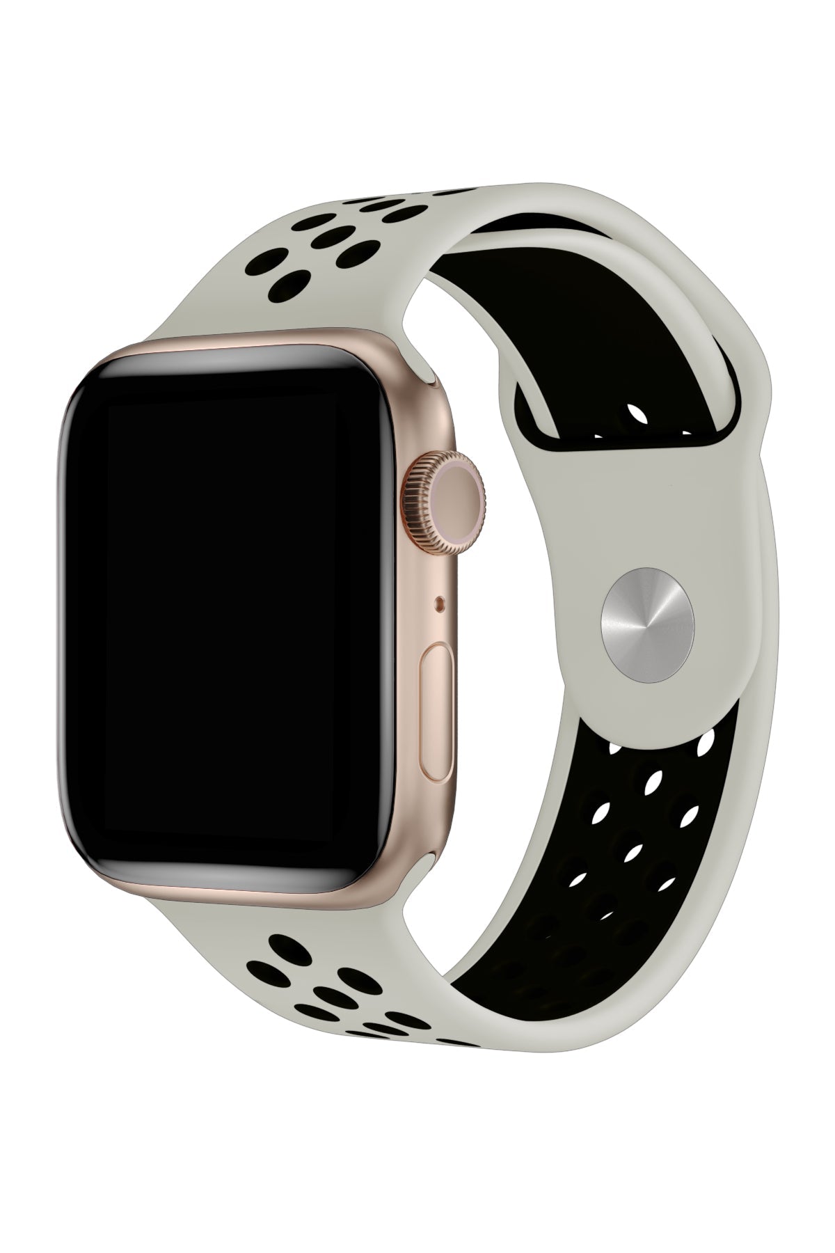 Apple Watch Uyumlu Silikon Delikli Spor Kordon Gri Siyah