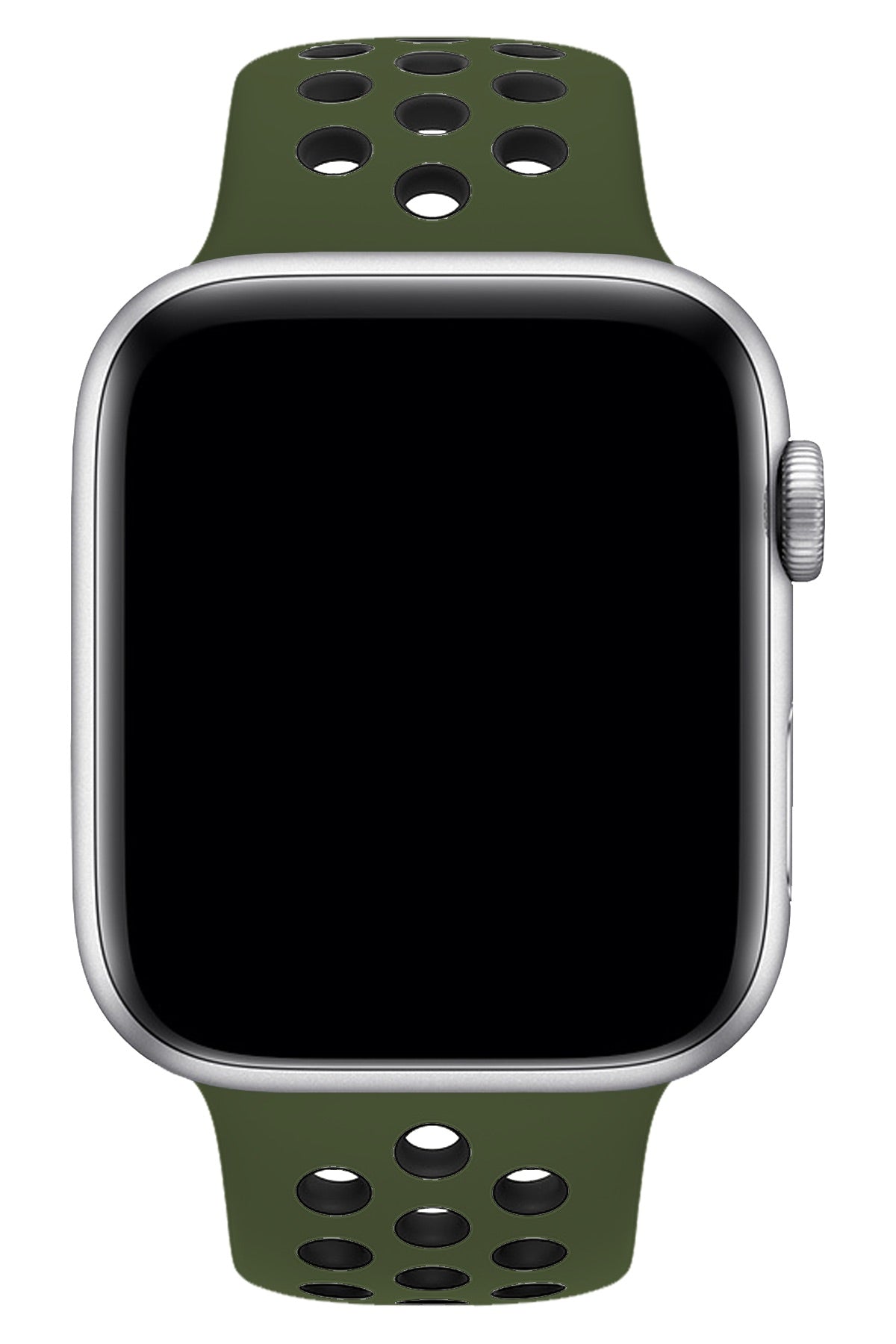 Apple Watch Uyumlu Silikon Delikli Spor Kordon Haki Siyah