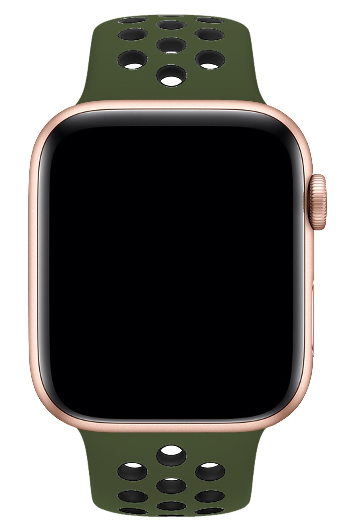 Apple Watch Uyumlu Silikon Delikli Spor Kordon Haki Siyah