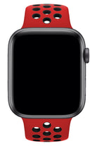 Apple Watch Uyumlu Silikon Delikli Spor Kordon Kırmızı Siyah