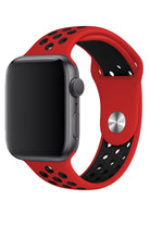 Apple Watch Uyumlu Silikon Delikli Spor Kordon Kırmızı Siyah