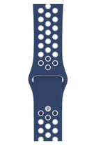 Apple Watch Uyumlu Silikon Delikli Spor Kordon Lacivert Beyaz