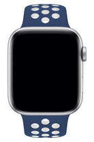 Apple Watch Uyumlu Silikon Delikli Spor Kordon Lacivert Beyaz