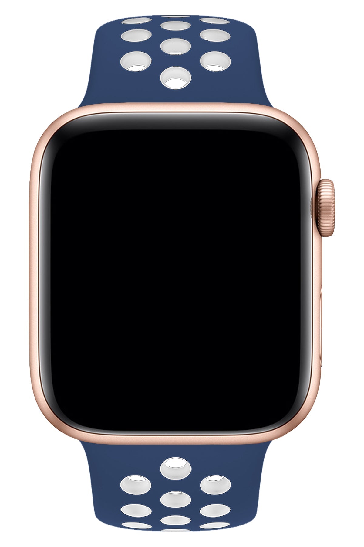 Apple Watch Uyumlu Silikon Delikli Spor Kordon Lacivert Beyaz