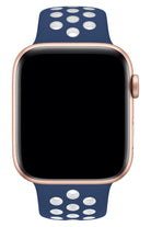 Apple Watch Uyumlu Silikon Delikli Spor Kordon Lacivert Beyaz