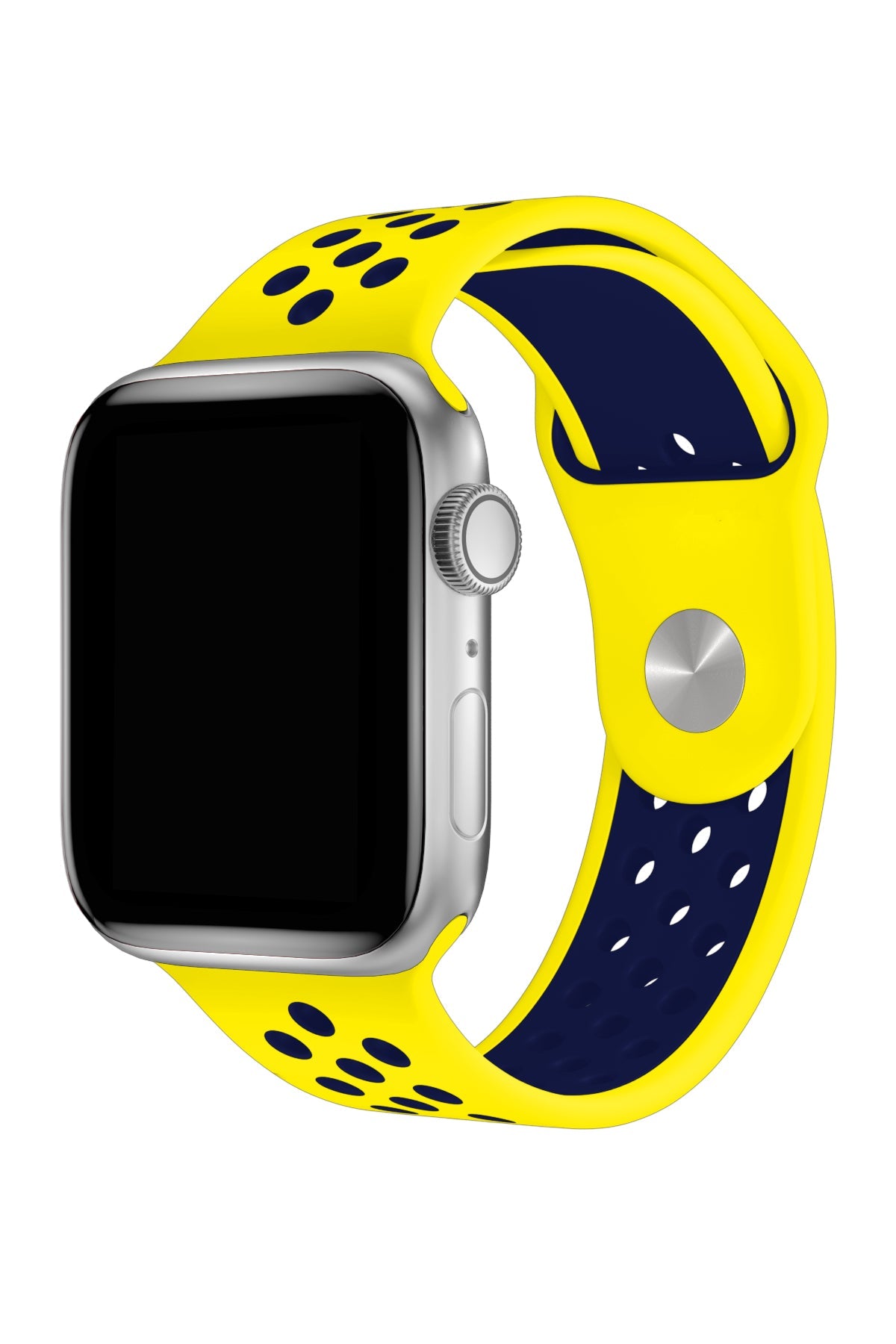 Apple Watch Uyumlu Silikon Delikli Spor Kordon Sarı Lacivert