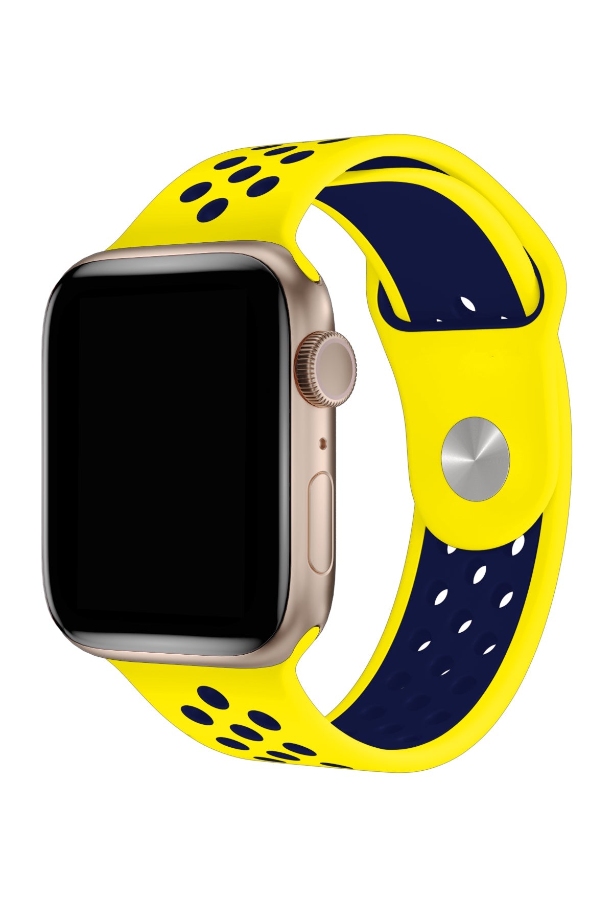 Apple Watch Uyumlu Silikon Delikli Spor Kordon Sarı Lacivert