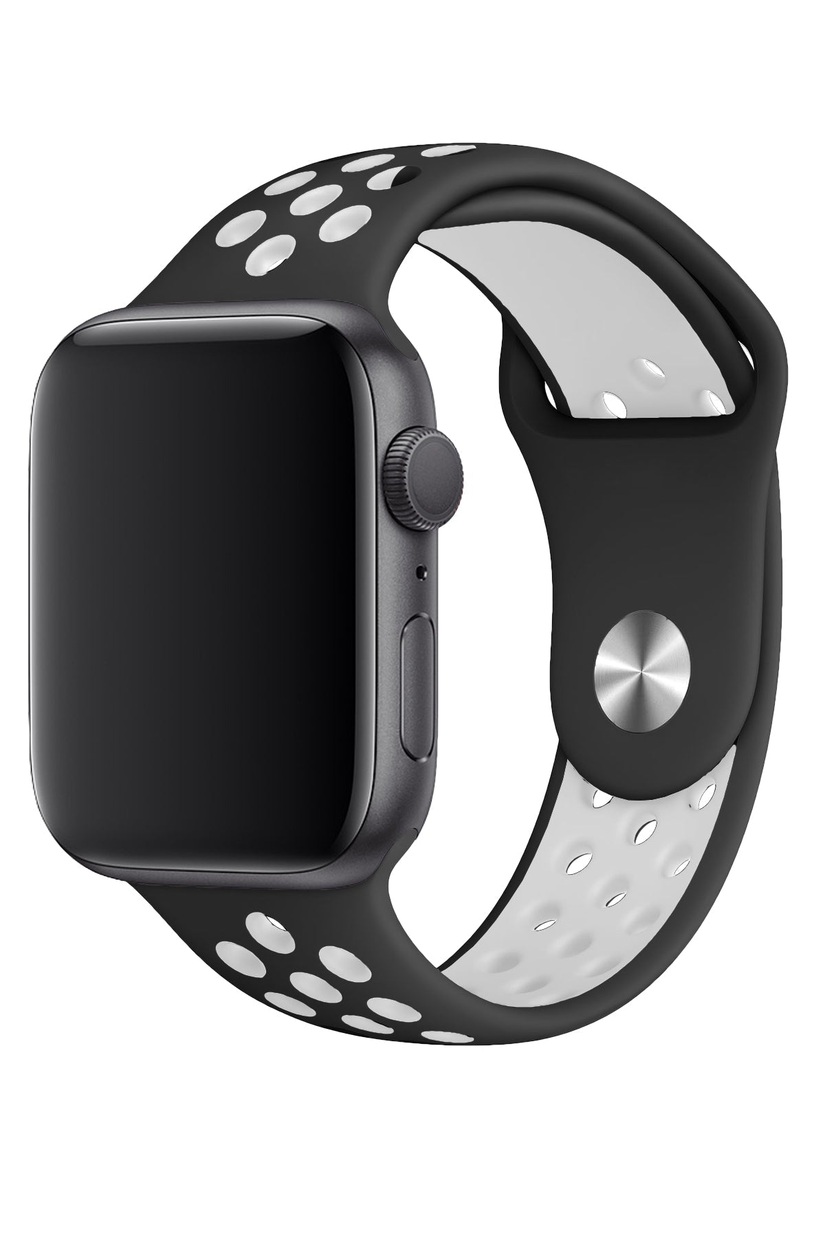 Apple Watch Uyumlu Silikon Delikli Spor Kordon Siyah Beyaz
