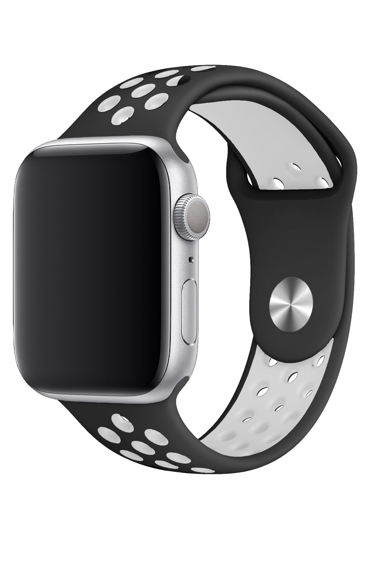 Apple Watch Uyumlu Silikon Delikli Spor Kordon Siyah Beyaz