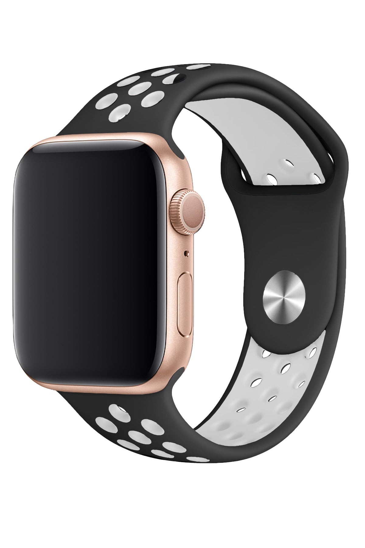 Apple Watch Uyumlu Silikon Delikli Spor Kordon Siyah Beyaz