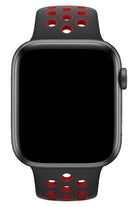 Apple Watch Uyumlu Silikon Delikli Spor Kordon Siyah Kırmızı