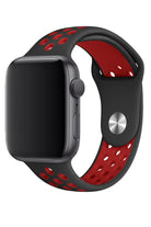 Apple Watch Uyumlu Silikon Delikli Spor Kordon Siyah Kırmızı