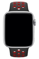 Apple Watch Uyumlu Silikon Delikli Spor Kordon Siyah Kırmızı