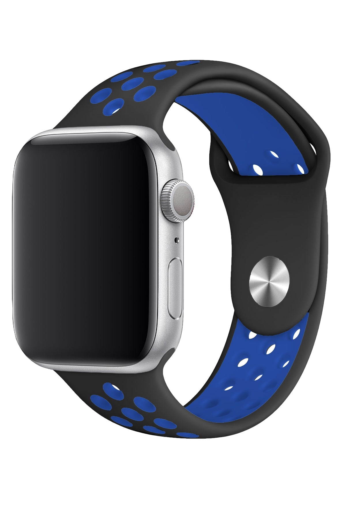 Apple Watch Uyumlu Silikon Delikli Spor Kordon Siyah Mavi