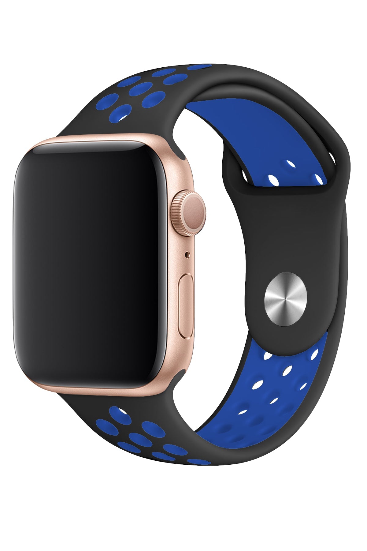 Apple Watch Uyumlu Silikon Delikli Spor Kordon Siyah Mavi