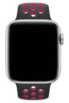 Apple Watch Uyumlu Silikon Delikli Spor Kordon Siyah Pembe