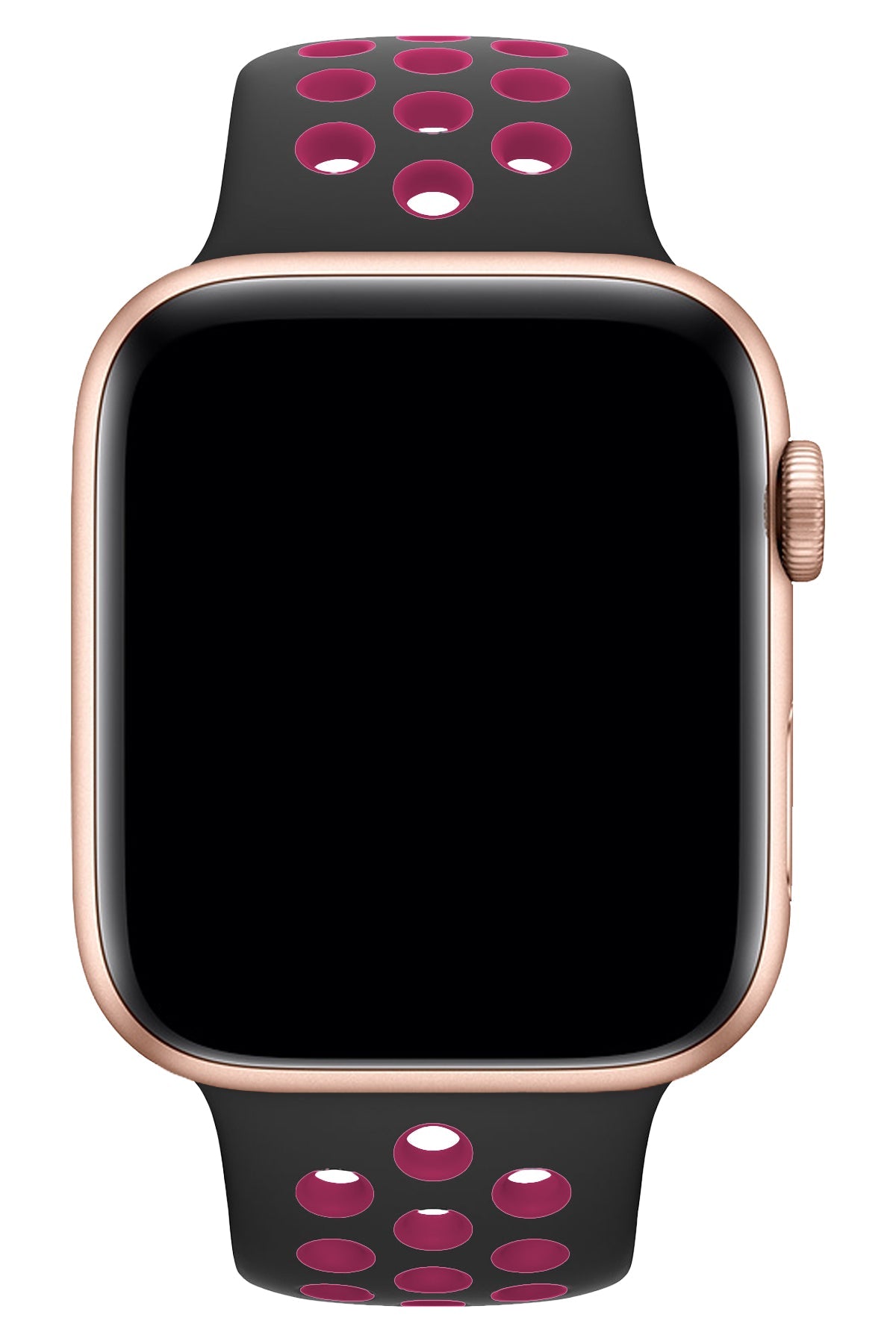 Apple Watch Uyumlu Silikon Delikli Spor Kordon Siyah Pembe