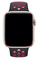 Apple Watch Uyumlu Silikon Delikli Spor Kordon Siyah Pembe
