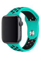 Apple Watch Uyumlu Silikon Delikli Spor Kordon Turkuaz Siyah