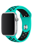 Apple Watch Uyumlu Silikon Delikli Spor Kordon Turkuaz Siyah