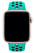 Apple Watch Uyumlu Silikon Delikli Spor Kordon Turkuaz Siyah