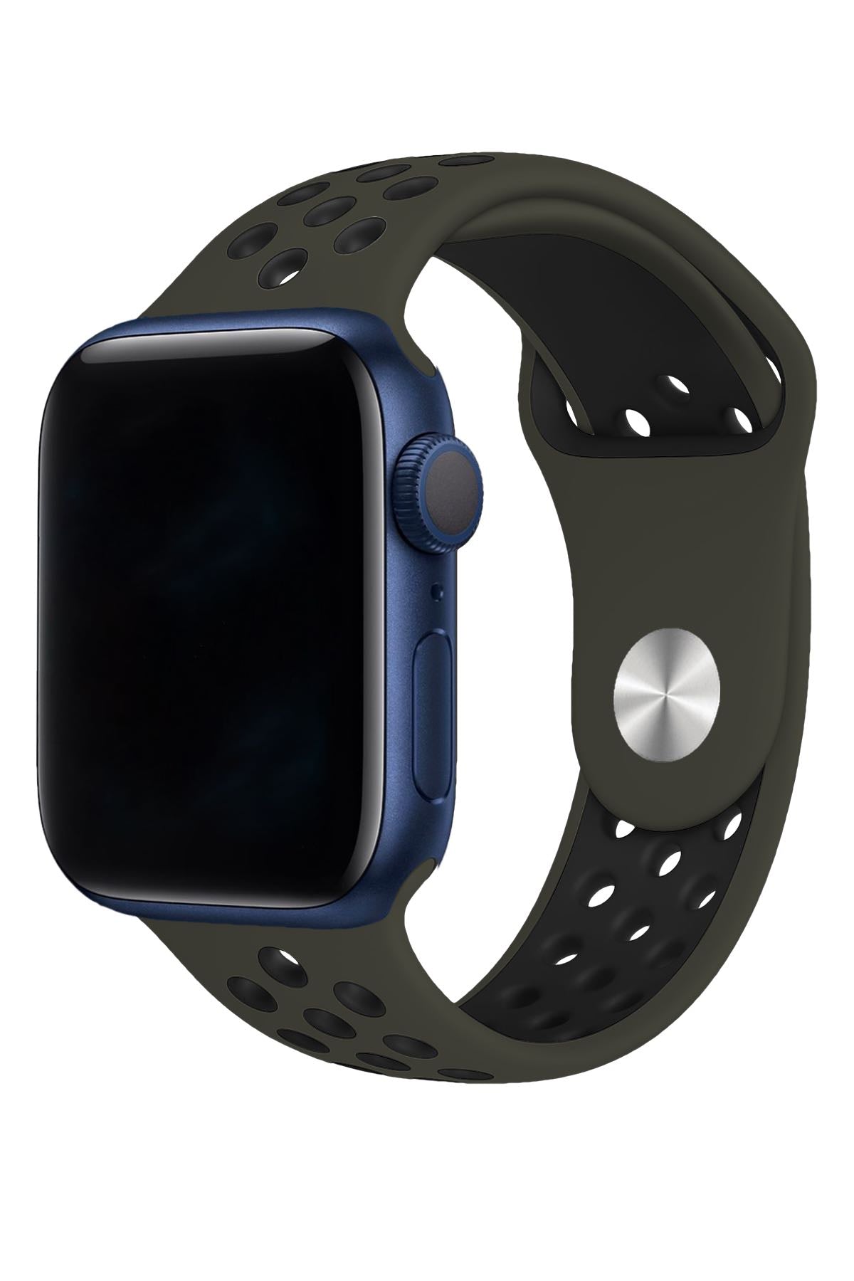 Apple Watch Uyumlu Silikon Delikli Spor Kordon Zeytin Yeşil