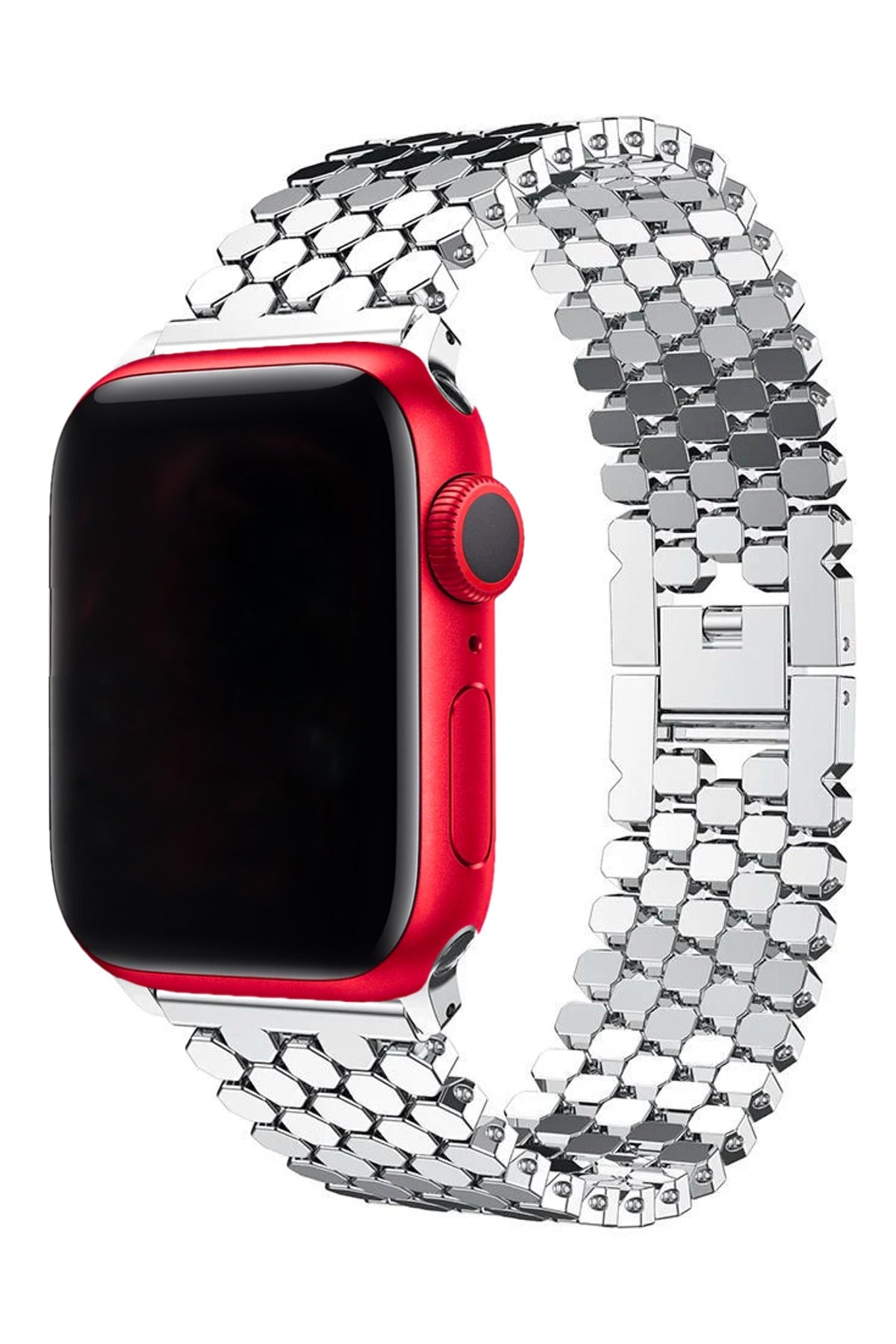 Apple Watch Uyumlu Simetro Loop Çelik Kordon Gümüş Gri