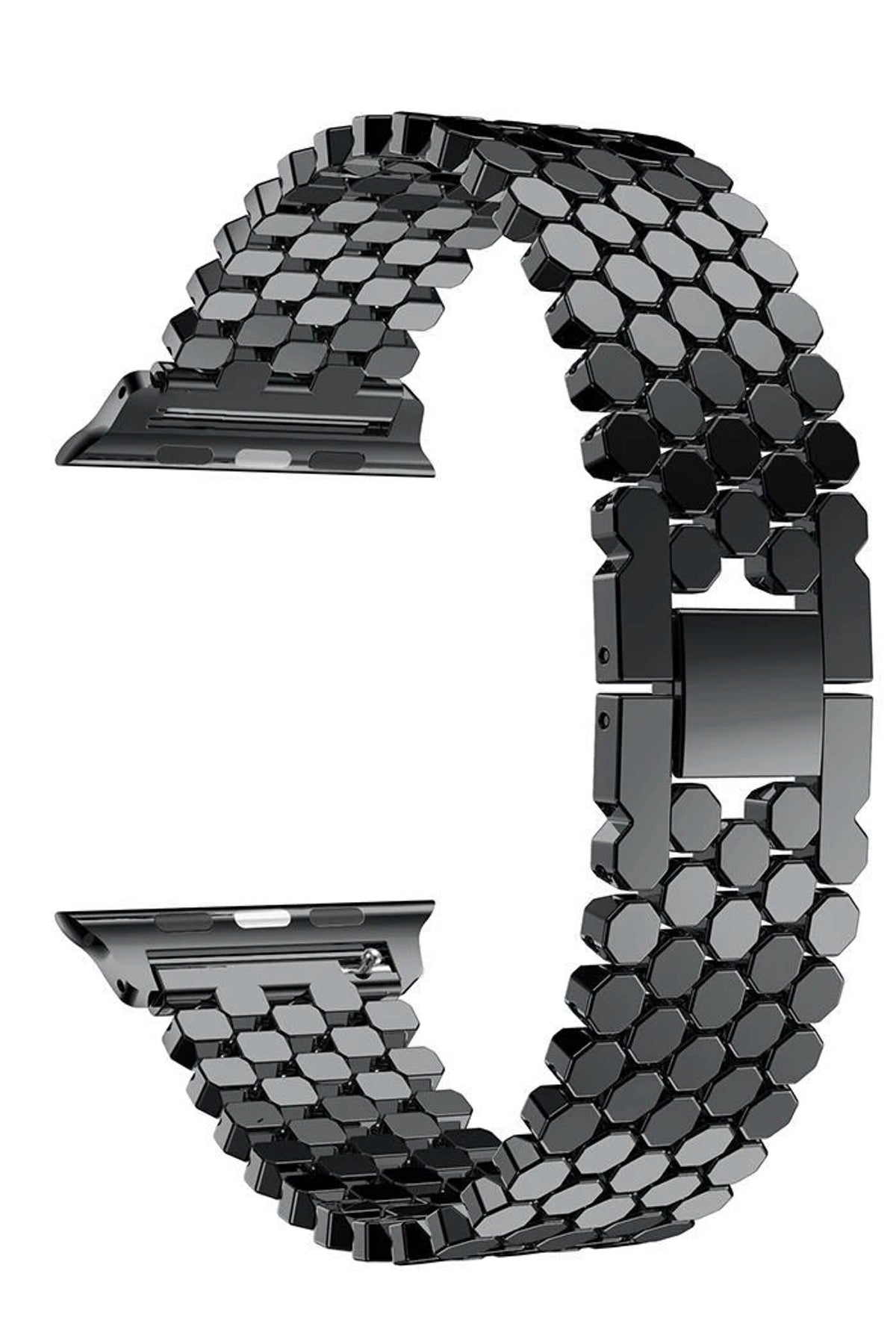 Apple Watch Uyumlu Simetro Loop Çelik Kordon Siyah