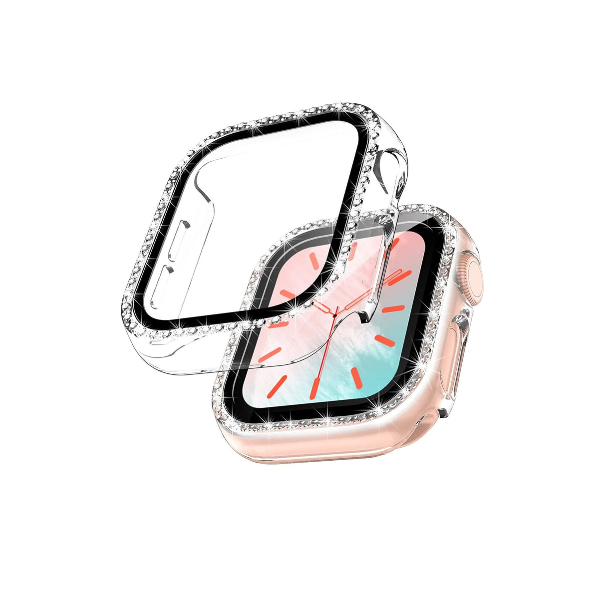 Apple Watch Uyumlu Ekran Koruyucu Taşlı Kasa Şeffaf
