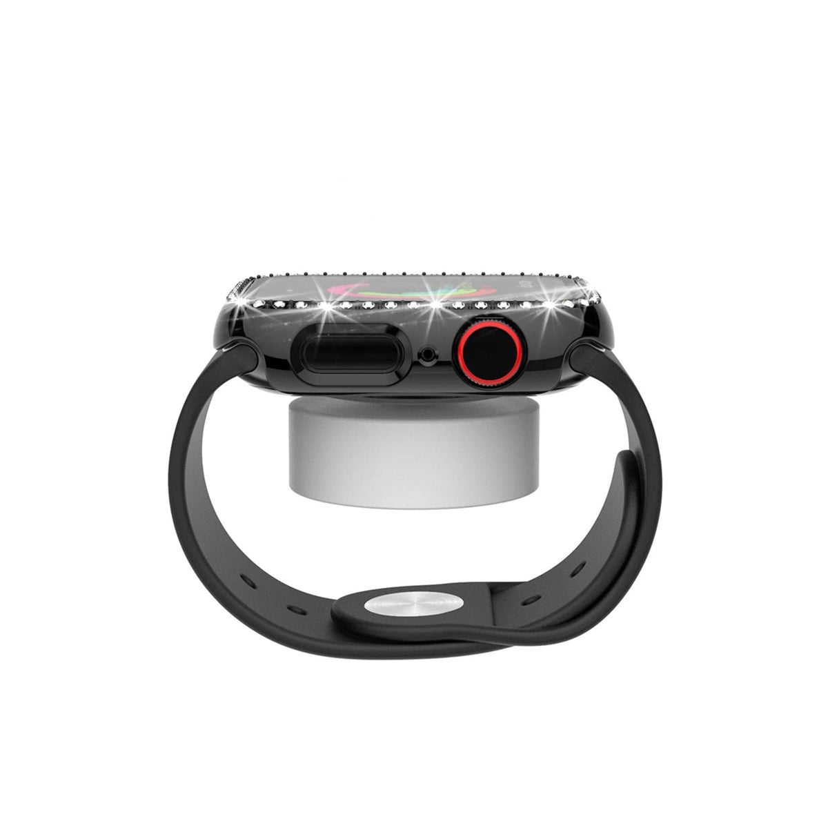 Apple Watch Uyumlu Ekran Koruyucu Taşlı Kasa Şeffaf