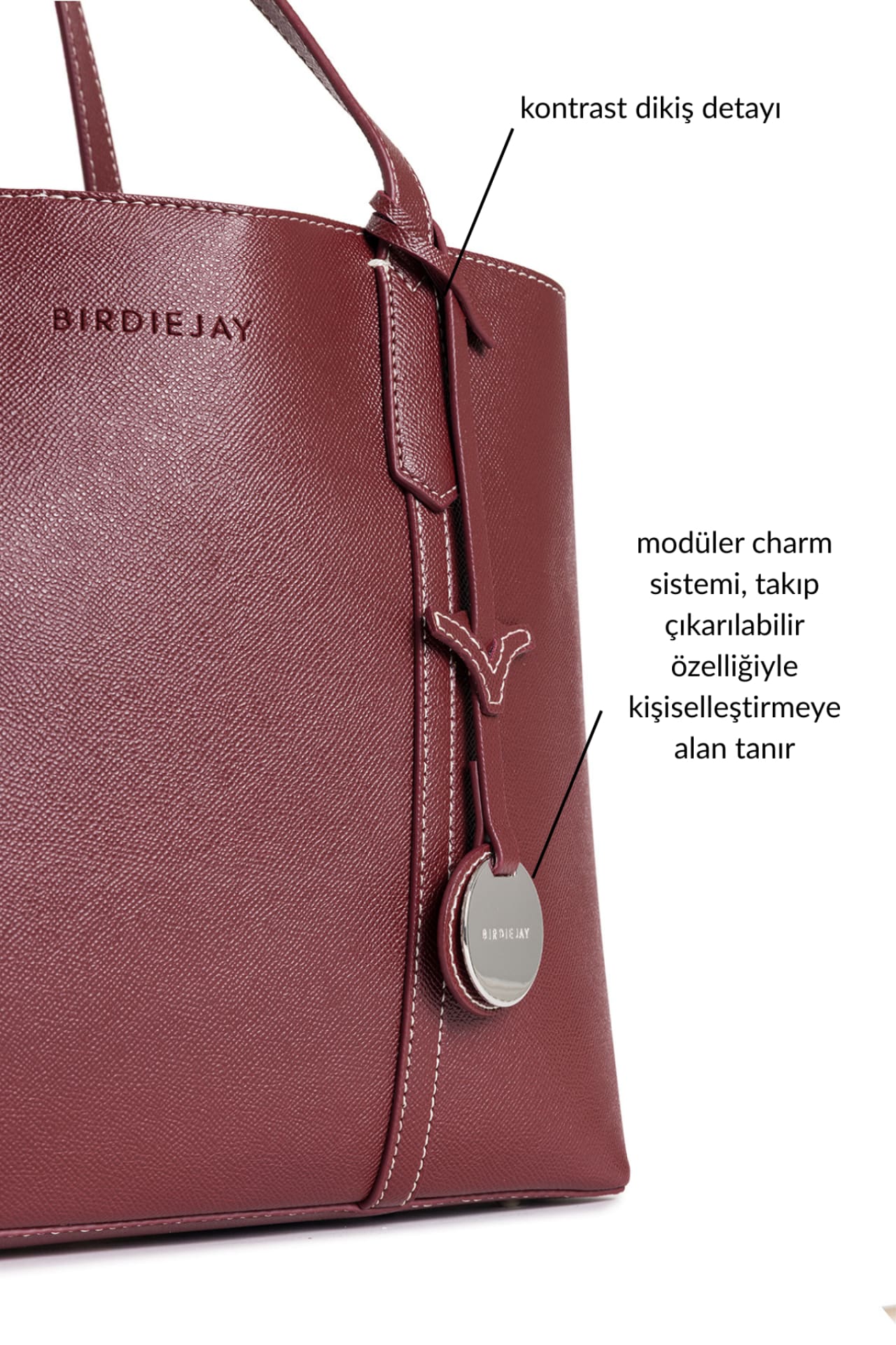 Birdiejay-Birdiebag Bordo Tote Bag-Bez Çanta-5-Milagron.com