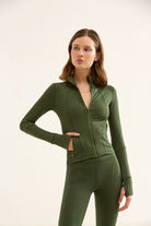 Birdiejay-Birdiesmooth Icon Mode Cropped Pilates Jacket Koyu Zeyti̇n Yeşi̇li̇ Crop Pilates Ceketi-Ceketler-10-Milagron.com